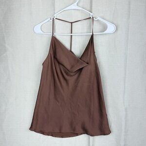 Express Cami Tank Top Womens XS Brown Cowl Neck Strappy Sleeveless Party Top